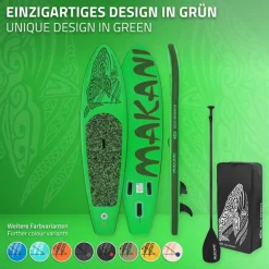Stand Up Paddle aufblasbares SUP Board Makani 320x80x15 cm in Grün aus PVC inkl. Pumpe und Tragetasche