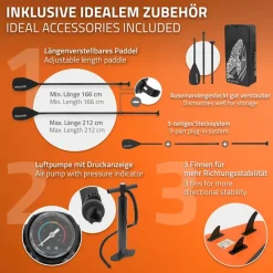 Stand Up Paddle aufblasbares SUP Board Makani 320x80x15 cm in Orange aus PVC inkl. Pumpe und Tragetasche