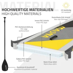 Stand Up Paddle aufblasbares SUP Board Maona 308x76x10 cm in Grau aus PVC inkl. Pumpe und Tragetasche