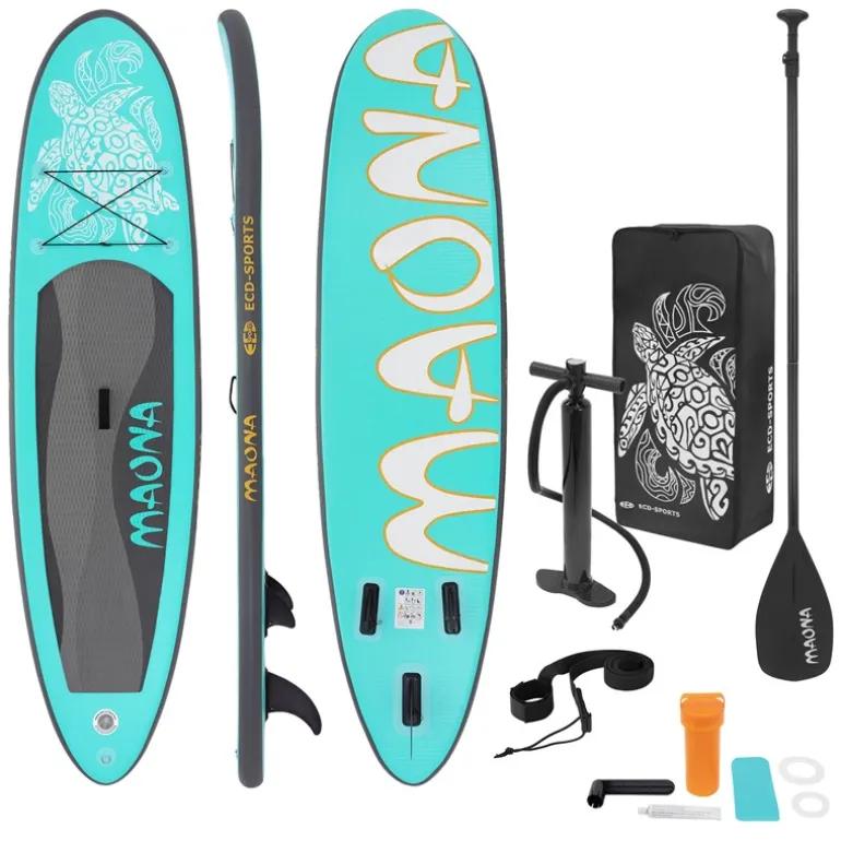 Stand Up Paddle aufblasbares SUP Board Maona 308x76x10 cm in Türkis aus PVC inkl. Pumpe und Tragetasche