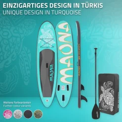 Stand Up Paddle aufblasbares SUP Board Maona 308x76x10 cm in Türkis aus PVC inkl. Pumpe und Tragetasche