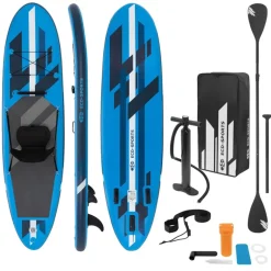 Stand Up Paddle aufblasbares SUP Board mit Kajak Sitz 320x82x15 cm in Blau aus PVC inkl. Pumpe und Tragetasche