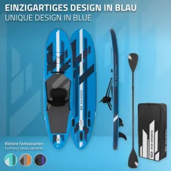 Stand Up Paddle aufblasbares SUP Board mit Kajak Sitz 320x82x15 cm in Blau aus PVC inkl. Pumpe und Tragetasche