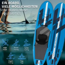 Stand Up Paddle aufblasbares SUP Board mit Kajak Sitz 320x82x15 cm in Blau aus PVC inkl. Pumpe und Tragetasche