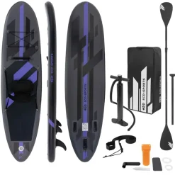 Stand Up Paddle aufblasbares SUP Board mit Kajak Sitz 320x82x15 cm in Schwarz aus PVC inkl. Pumpe und Tragetasche