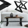 2 Stück Tischbeine Bankkufen B43xH40 cm Tischkufen X-Form aus Stahl pulverbeschichtet Schwarz ML-Design
