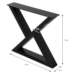 2 Stück Tischbeine Bankkufen B43xH40 cm Tischkufen X-Form aus Stahl pulverbeschichtet Schwarz ML-Design