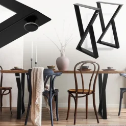 2 StĂŒck Tischbeine B40xH71 cm Tischkufen X-Form aus Stahl pulverbeschichtet Schwarz ML-Design
