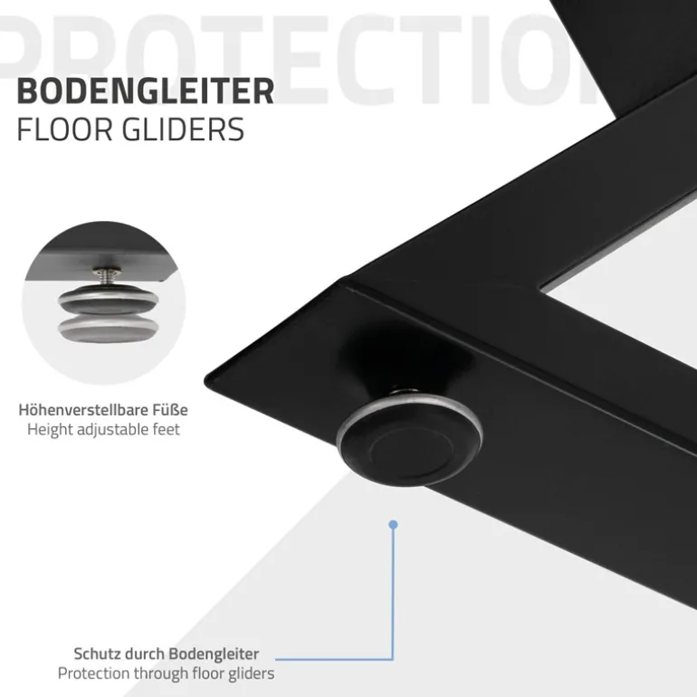 2 Stück Tischbeine B40xH71 cm Tischkufen X-Form aus Stahl pulverbeschichtet Schwarz ML-Design