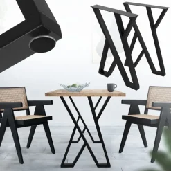 2 StĂŒck Tischbeine B50xH71 cm Tischkufen X-Form Stahl pulverbeschichtet Schwarz ML-Design