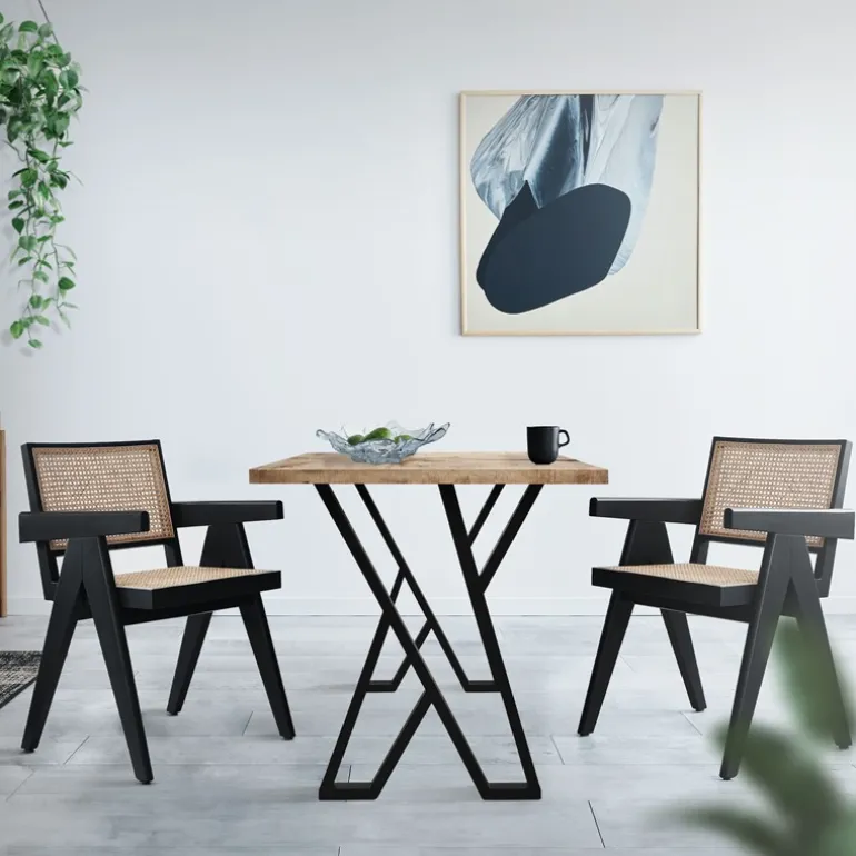 2 Stück Tischbeine B50xH71 cm Tischkufen X-Form Stahl pulverbeschichtet Schwarz ML-Design