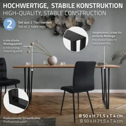 2 Stück Tischbeine B50xH71,5 cm Tischkufen rechteckige Form Stahl pulverbeschichtet Schwarz ML-Design