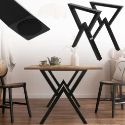 2 StĂŒck Tischbeine B60xH72 cm Tischkufen X-Form Stahl pulverbeschichtet Schwarz ML-Design
