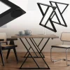 2 Stück Tischbeine B69xH72 cm Tischkufen X-Form Stahl pulverbeschichtet Schwarz ML-Design