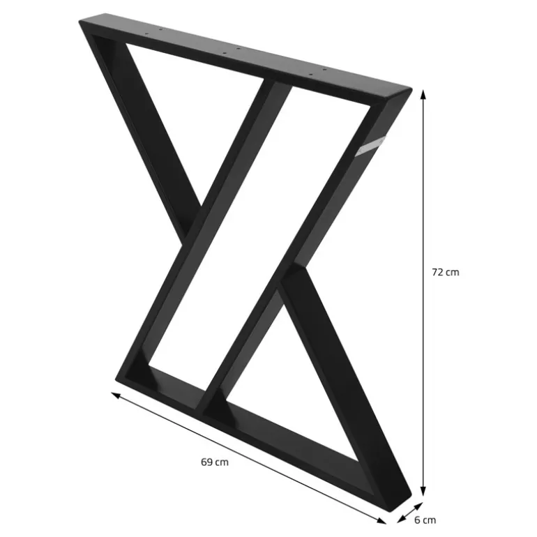2 Stück Tischbeine B69xH72 cm Tischkufen X-Form Stahl pulverbeschichtet Schwarz ML-Design