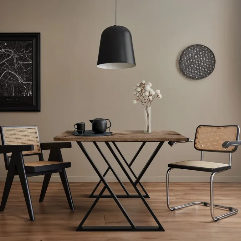 2 Stück Tischbeine B69xH72 cm Tischkufen X-Form Stahl pulverbeschichtet Schwarz ML-Design