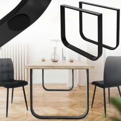 2 StĂŒck Tischbeine B80xH72 cm Tischkufen O-Form aus Stahl pulverbeschichtet Schwarz ML-Design