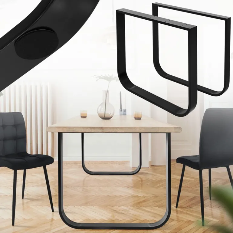 2 Stück Tischbeine B80xH72 cm Tischkufen O-Form aus Stahl pulverbeschichtet Schwarz ML-Design