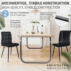 2 Stück Tischbeine B80xH72 cm Tischkufen O-Form aus Stahl pulverbeschichtet Schwarz ML-Design