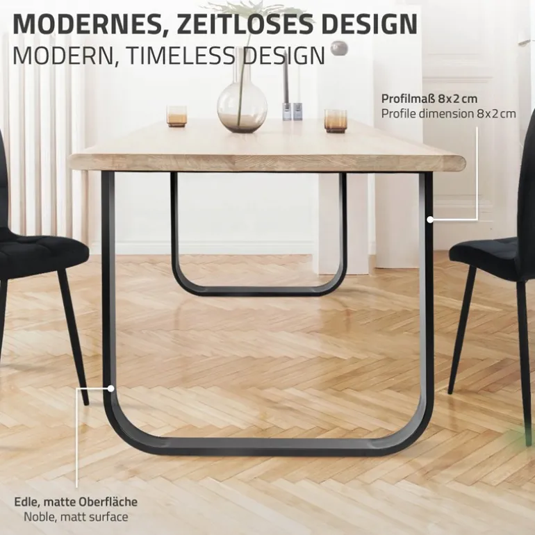 2 Stück Tischbeine B80xH72 cm Tischkufen O-Form aus Stahl pulverbeschichtet Schwarz ML-Design