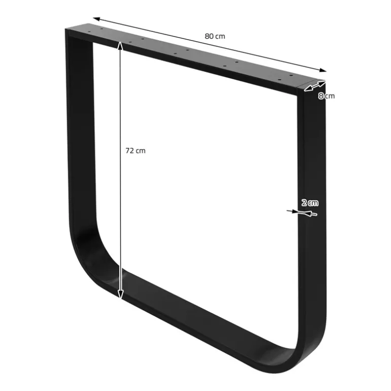2 Stück Tischbeine B80xH72 cm Tischkufen O-Form aus Stahl pulverbeschichtet Schwarz ML-Design