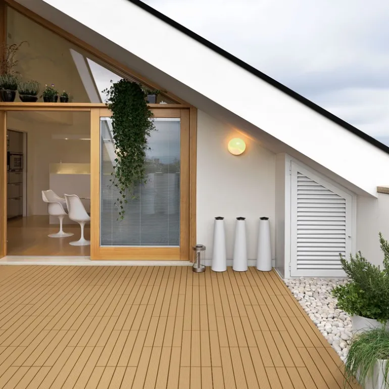 Terrassenfliesen 60x30 cm 6er Set für 1m² Teak aus WPC