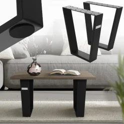 Tischbeine Tischgestell 2er Set V-Design 40x43 cm Schwarz aus Stahl ML-Design