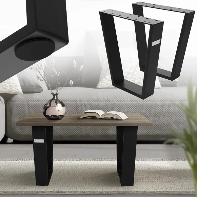 Tischbeine Tischgestell 2er Set V-Design 40x43 cm Schwarz aus Stahl ML-Design