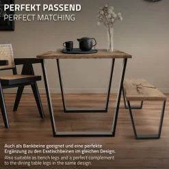 Tischbeine Tischgestell 2er Set V-Design 40x43 cm Schwarz aus Stahl ML-Design