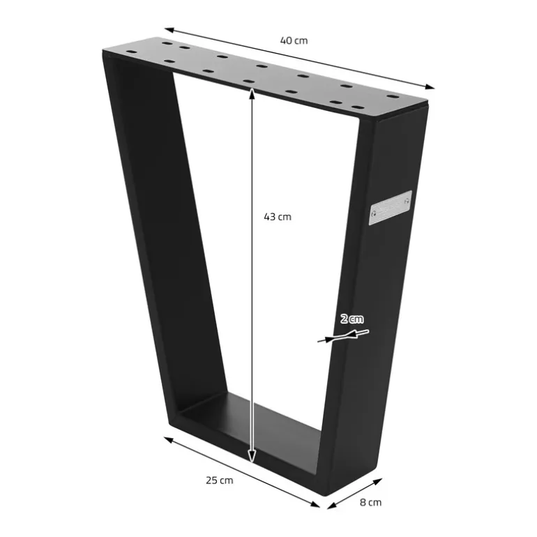 Tischbeine Tischgestell 2er Set V-Design 40x43 cm Schwarz aus Stahl ML-Design