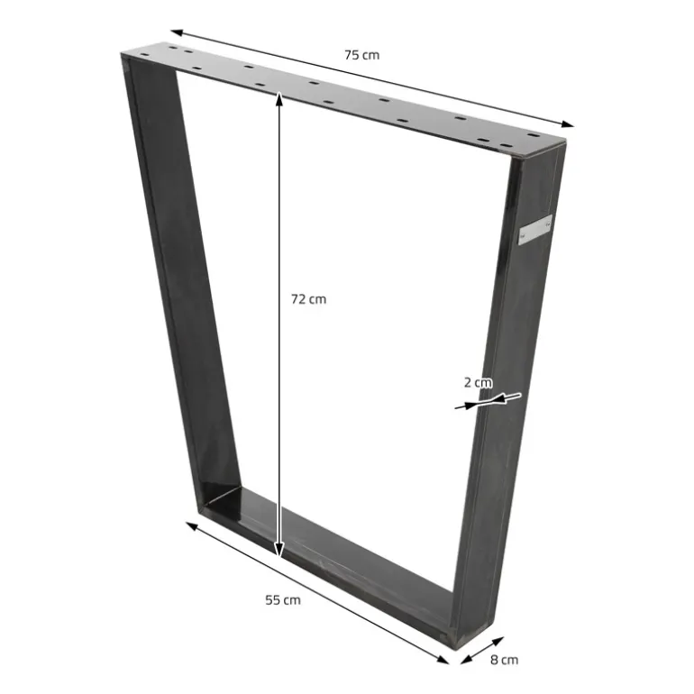 Tischbeine Tischgestell 2er Set V-Design 75 x 72 cm Industrial aus Stahl ML-Design