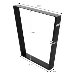 Tischbeine Tischgestell 2er Set V-Design 75 x 72 cm schwarz matt aus Stahl ML-Design