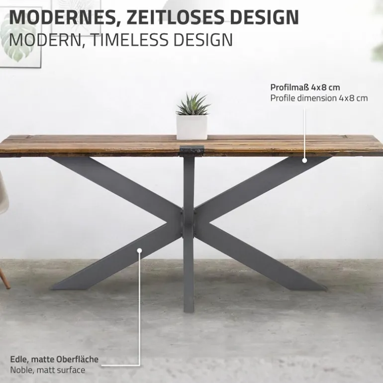 Tischbeine Tischgestell X-Design 78 x 71 x 150 cm Anthrazit aus Metall ML-Design
