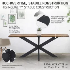 Tischbeine Tischgestell X-Design 78 x 71 x 120 cm Schwarz aus Metall ML-Design