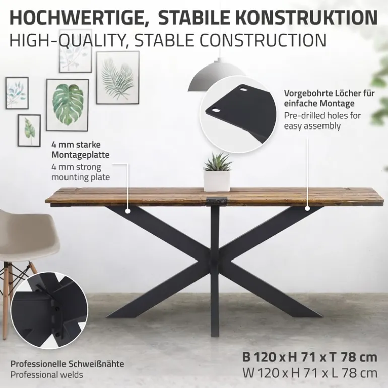 Tischbeine Tischgestell X-Design 78 x 71 x 120 cm Schwarz aus Metall ML-Design
