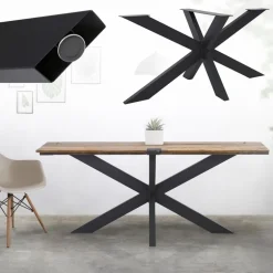 Tischbeine Tischgestell X-Design 78 x 71 x 150 cm Schwarz aus Metall von ML-Design