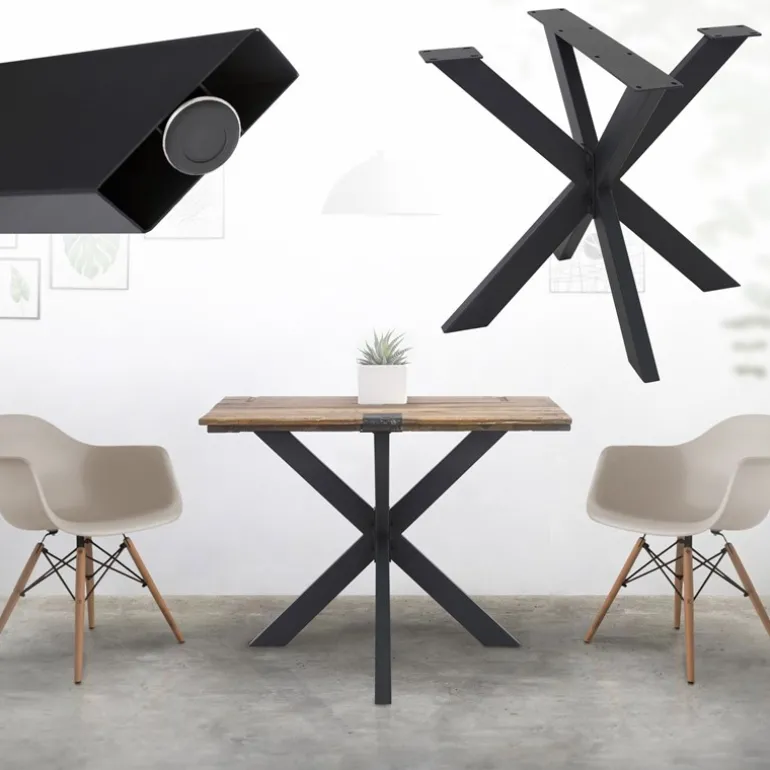Tischbeine Tischgestell X-Design 85 x 71 x 85 cm Schwarz aus Metall ML-Design