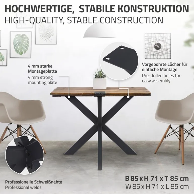 Tischbeine Tischgestell X-Design 85 x 71 x 85 cm Schwarz aus Metall ML-Design