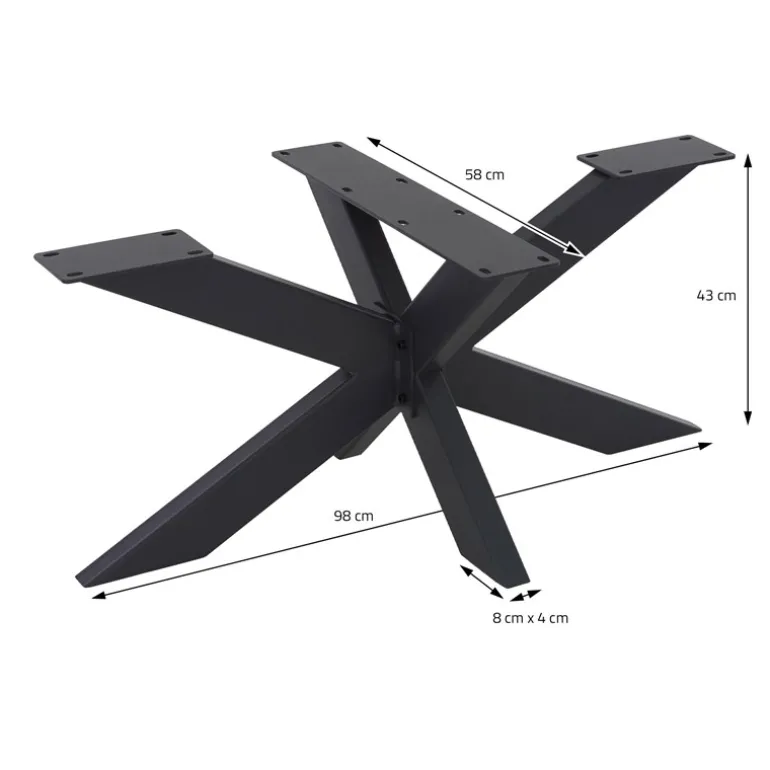 Tischbeine Tischgestell X-Design 98 x 58 x 43 cm schwarz aus Metall ML-Design