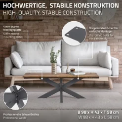 Tischbeine Tischgestell X-Design 98x58x43 cm Anthrazit aus Metall ML-Design