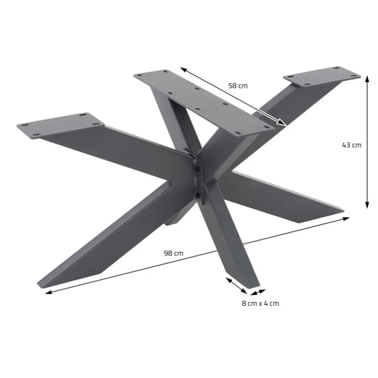 Tischbeine Tischgestell X-Design 98x58x43 cm Anthrazit aus Metall ML-Design