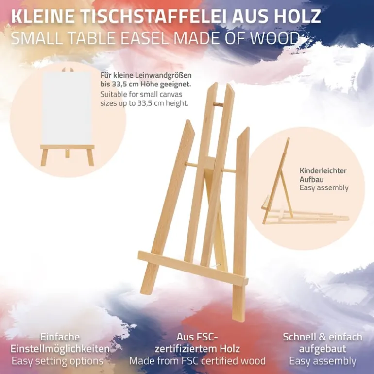 Tischstaffelei klein verstellbar 22x14x40,5 cm Braun aus Holz