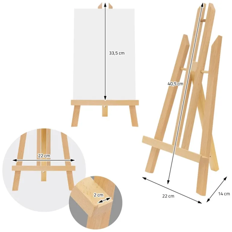 Tischstaffelei klein verstellbar 22x14x40,5 cm Braun aus Holz