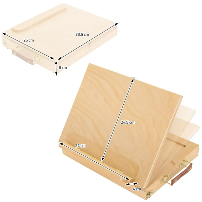Tischstaffelei mit Schublade und Mischpalette Natur aus Holz