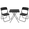 3tlg. Balkonmöbel Set klappbar, Schwarz, Stahl & Rattan-Optik, Gartenmöbel