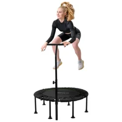 Trampolin Ø102cm mit höhenverstellbarer Haltegriff Stahl Grün bis 150kg Hauki