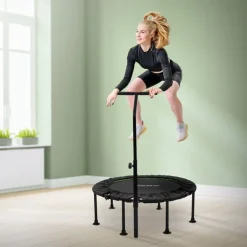 Trampolin Ø102cm mit höhenverstellbarer Haltegriff Stahl Grün bis 150kg Hauki