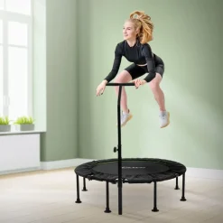 Trampolin Ø122cm mit höhenverstellbarer Haltegriff Stahl Grün bis 150kg Hauki