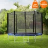 Trampolin Ø244 cm mit Sicherheitsnetz, Leiter und gepolsterten Stangen Blau bis 150kg HAUKI
