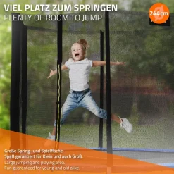 Trampolin Ø244 cm mit Sicherheitsnetz, Leiter und gepolsterten Stangen Blau bis 150kg HAUKI